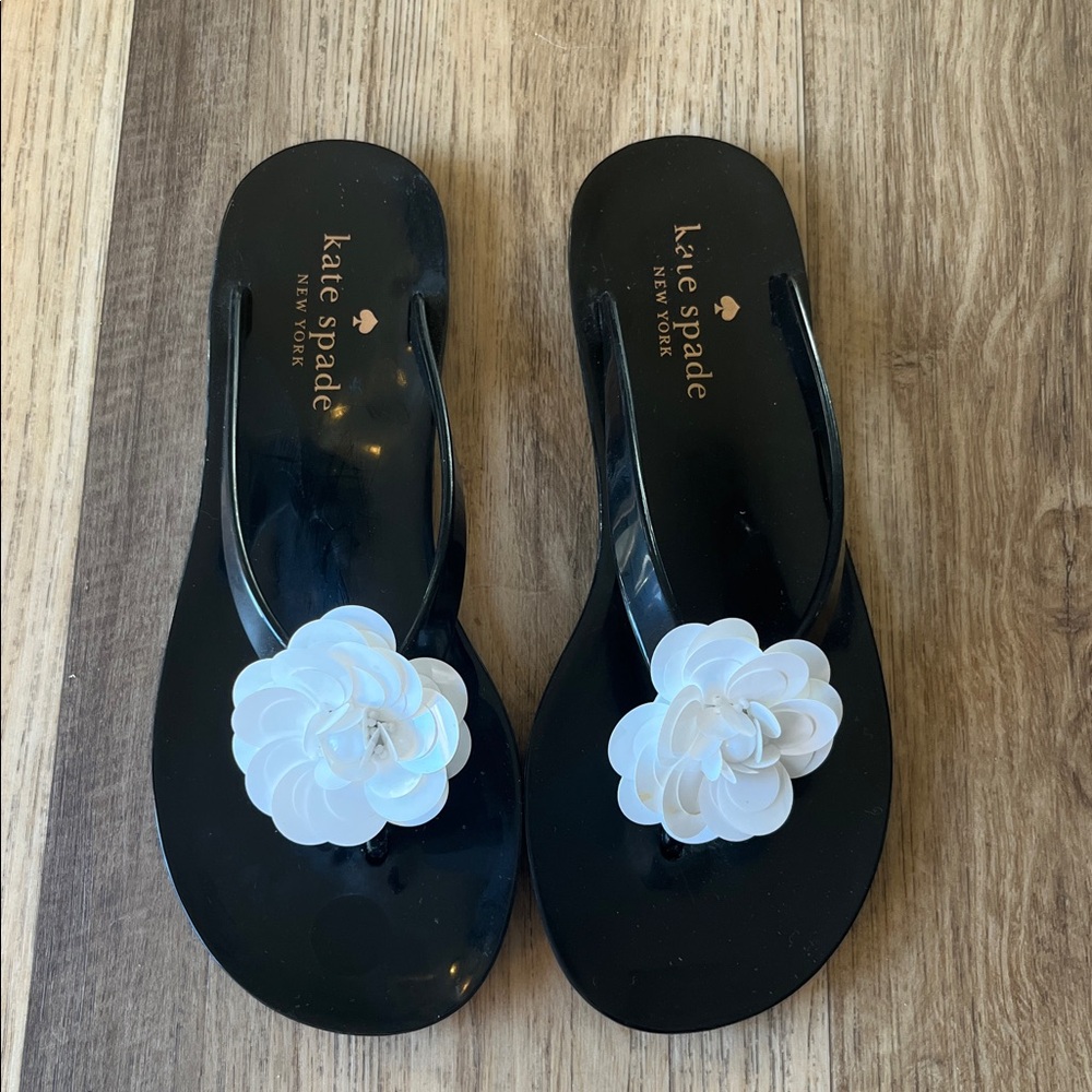 Kate Spade Black Jelly Flip Flops size 6